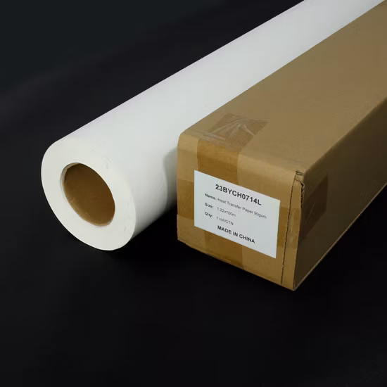 Rollo de papel de sublimación 70GSM sin papel de transferencia de calor cortado, papel de transferencia de calor de inyección de tinta